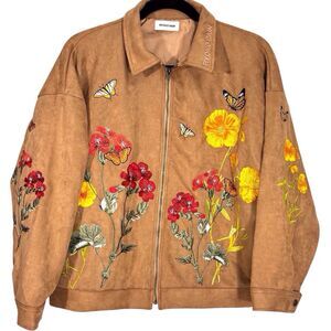 Ryoko Rain Monarch Clay Faux Suede Work Jacket Women’s Large Unisex Full Zip